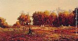 Jervis McEntee Gathering Autumn Leaves painting